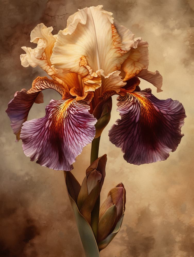 Rich Botanical Iris by Bilge Paksoylu — canvas wall art