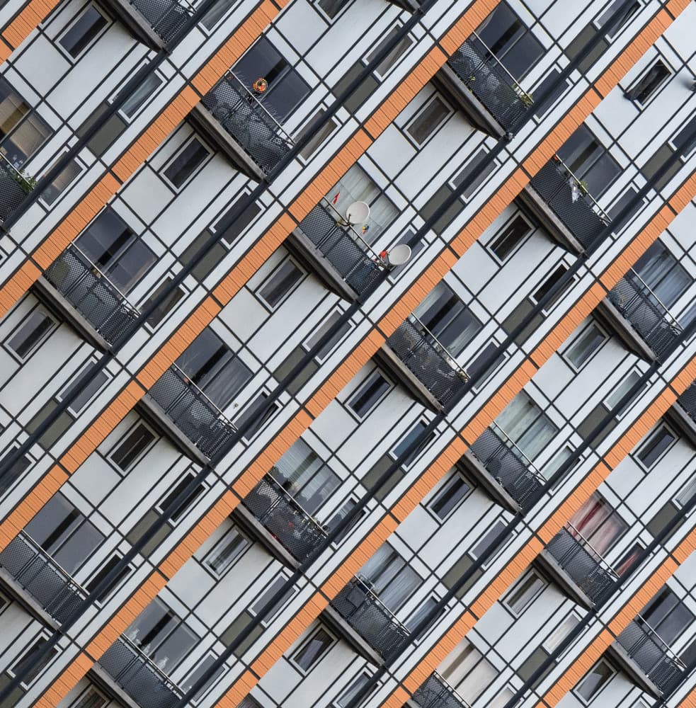Diagonal Building Facade by Jef Van den Houte — canvas wall art