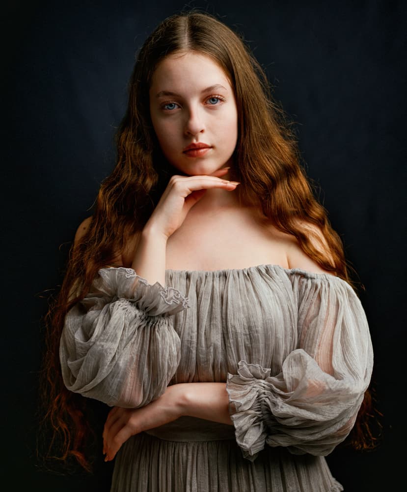 Elegant Young Woman by Offer Ellbogen — canvas wall art