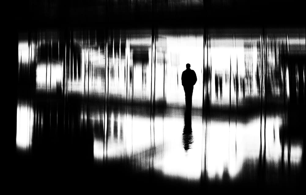 Solitary Urban Reflection by Bogdan Bouşcă — canvas wall art