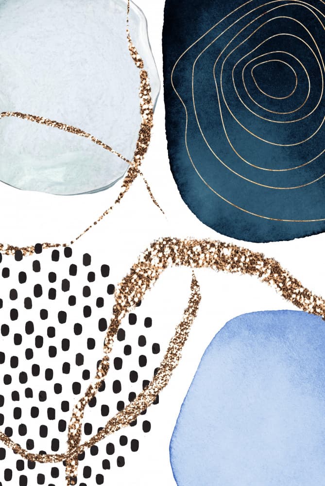Abstract Blue Gold Flow by Sally Ann Moss — canvas wall art