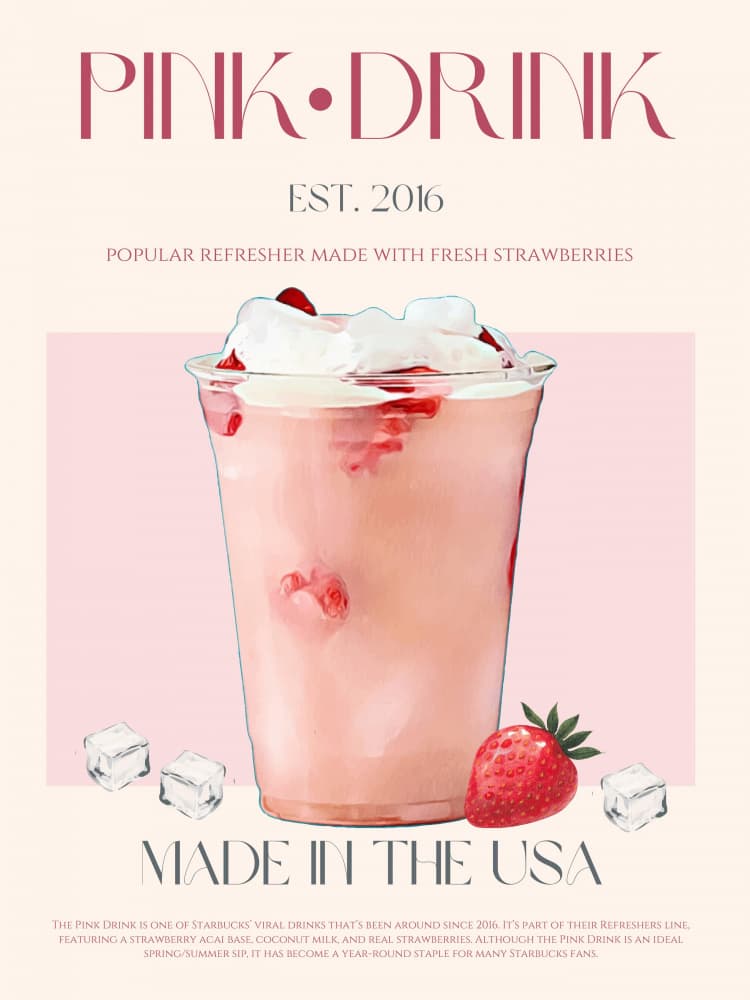 Pink Strawberry Drink by Nazma Khokhar — canvas wall art