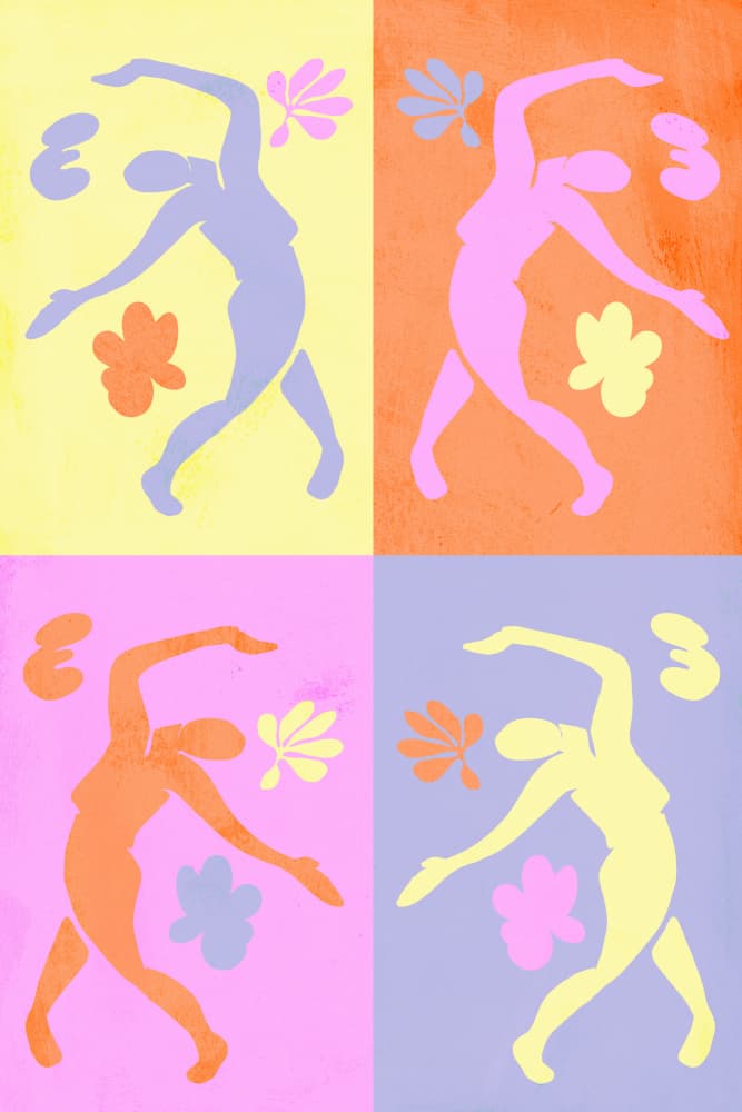 Vibrant Dancing Figures by Treechild — canvas wall art
