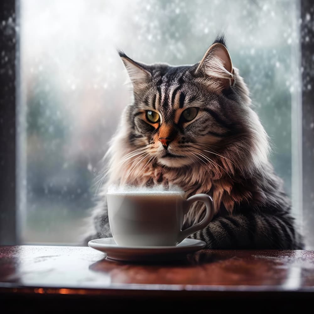 Cozy Cat Coffee Mug by Justyna Jaszke — canvas wall art