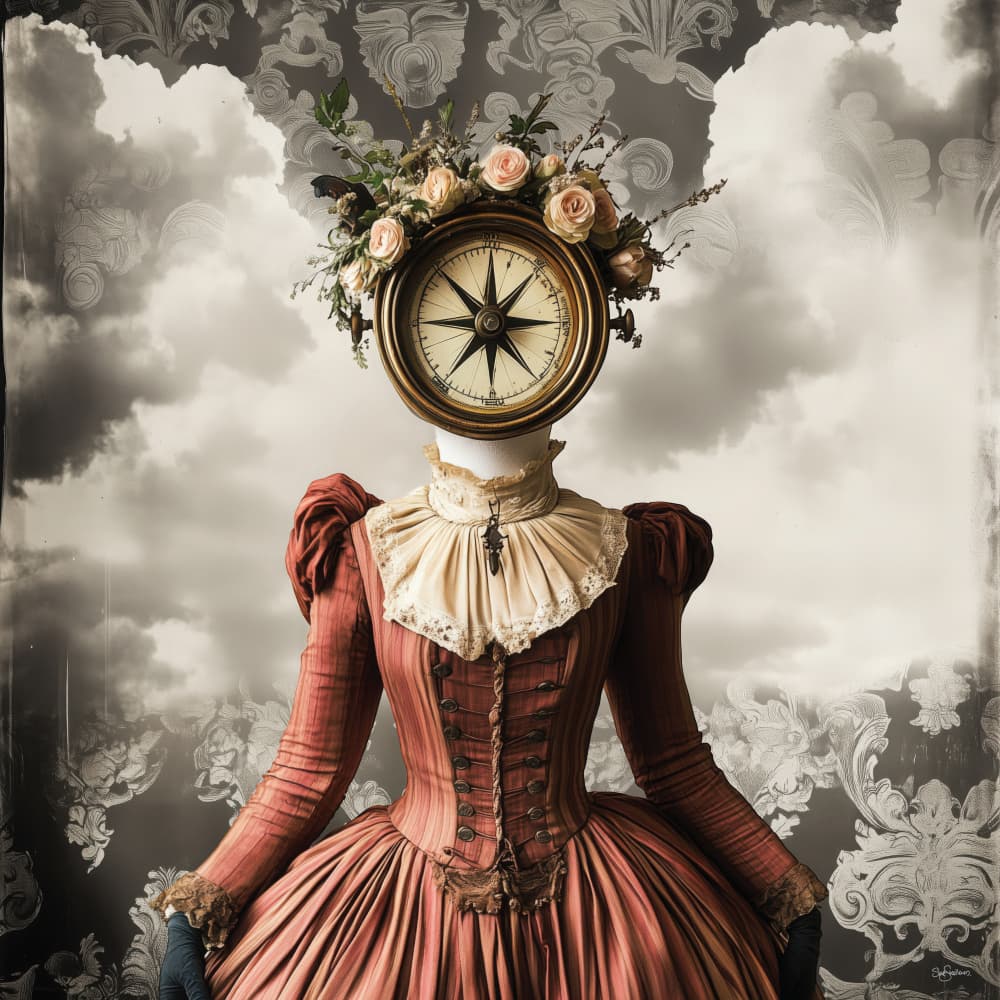 Floral Compass Lady by Sue Skellern — canvas wall art