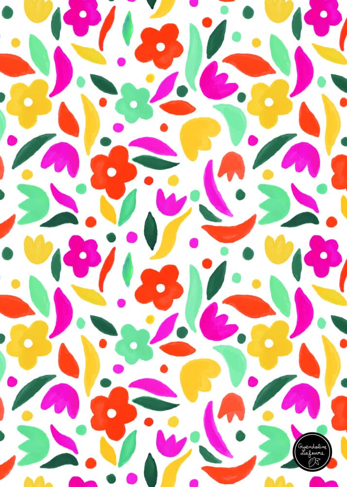 Whimsical Floral Pattern by Gwendoline Lefeuvre — canvas wall art