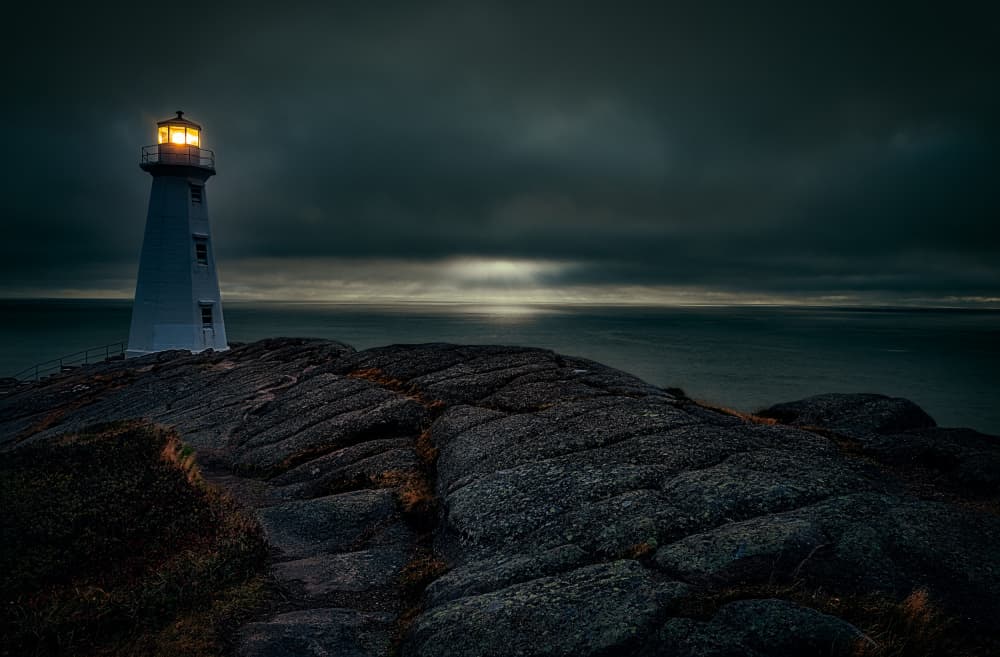 Moody Coastal Lighthouse by Ben.C.L — canvas wall art