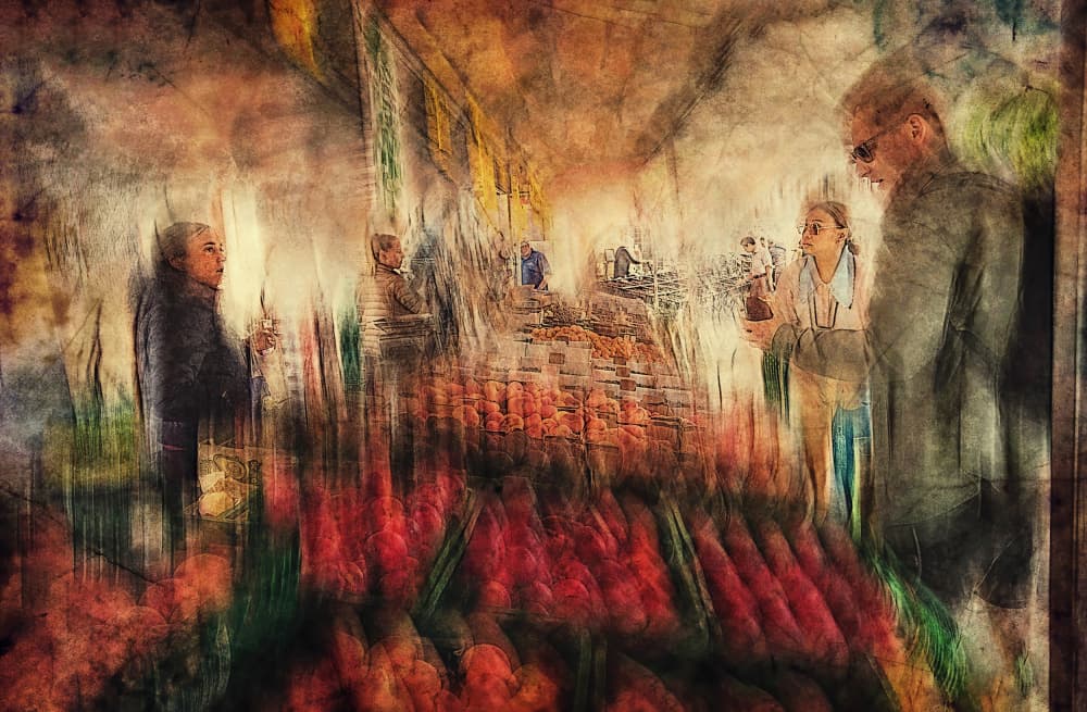 Vibrant Market Life by Jan van der Linden — canvas wall art