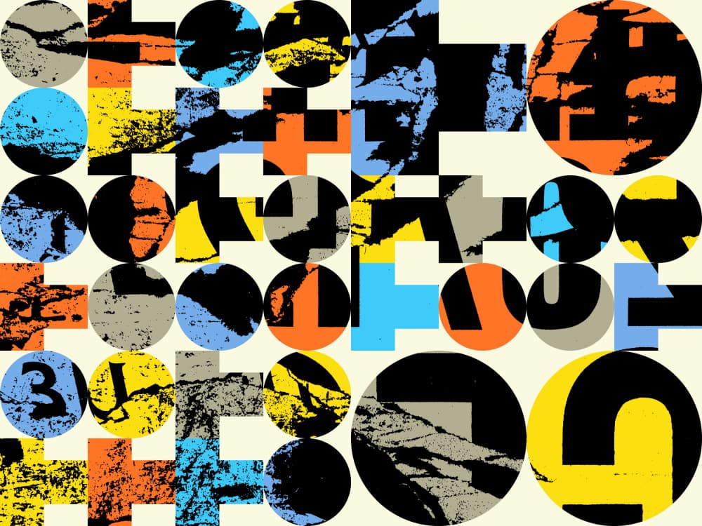 Abstract Geometric Numbers Grunge by Petr Strnad — canvas wall art