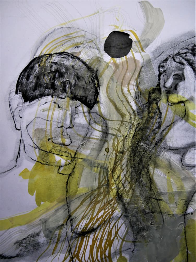 Pensive Abstract Figures by Doris Schmitz — canvas wall art