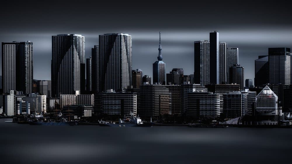 Dark City Skyline by Amatou T — canvas wall art