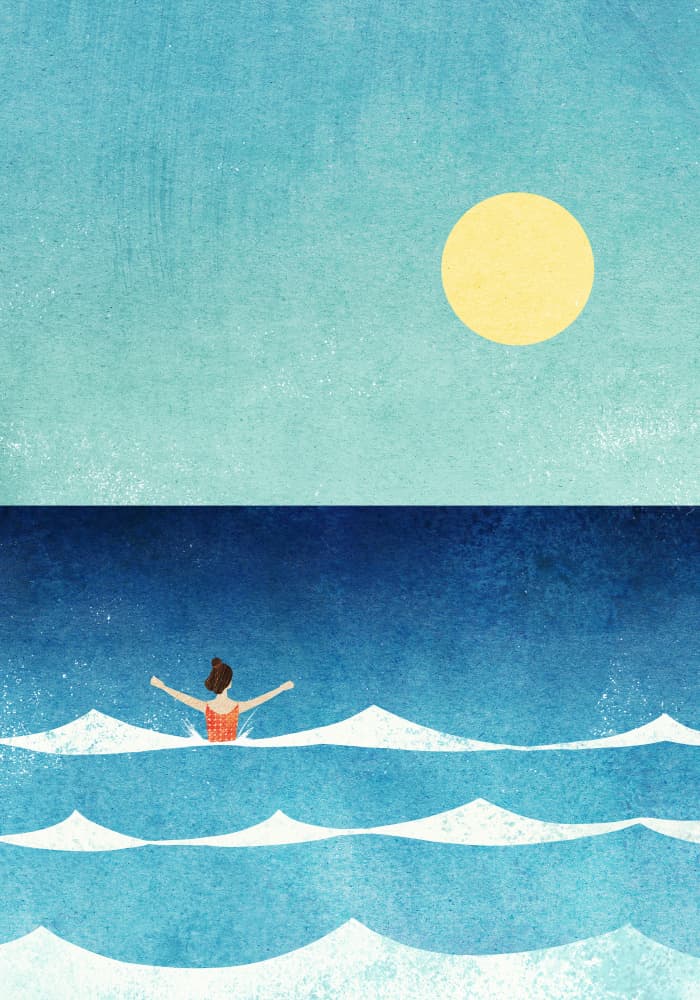 Sunny Ocean Swim by longwayhome — canvas wall art
