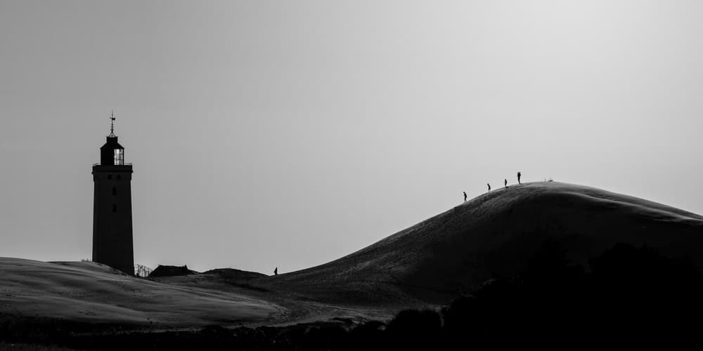 Monochrome Lighthouse Hill Walk by Leif Løndal — canvas wall art