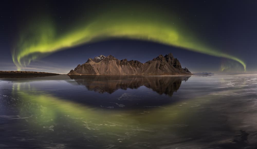 Aurora Mountain Reflections by Dorian Gray — canvas wall art