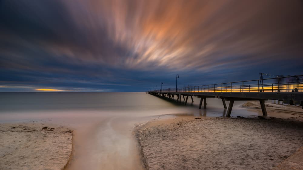 Dramatic Pier Sunset Sky by James Zhen Yu — canvas wall art