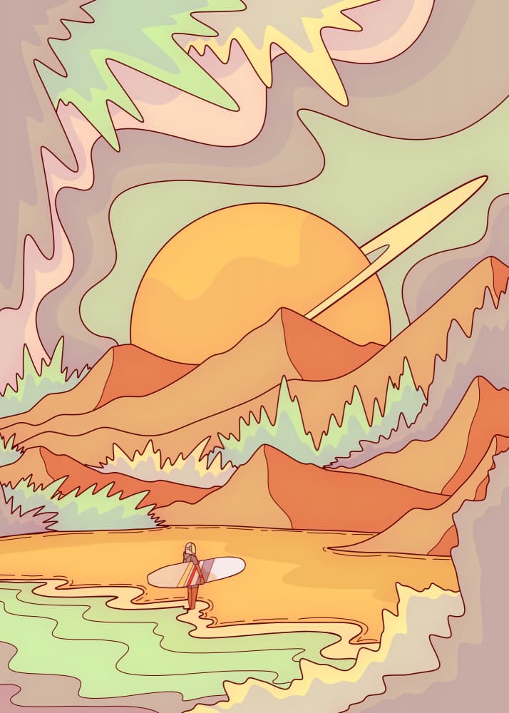 Cosmic Surf Dream by Stephen Wade — canvas wall art