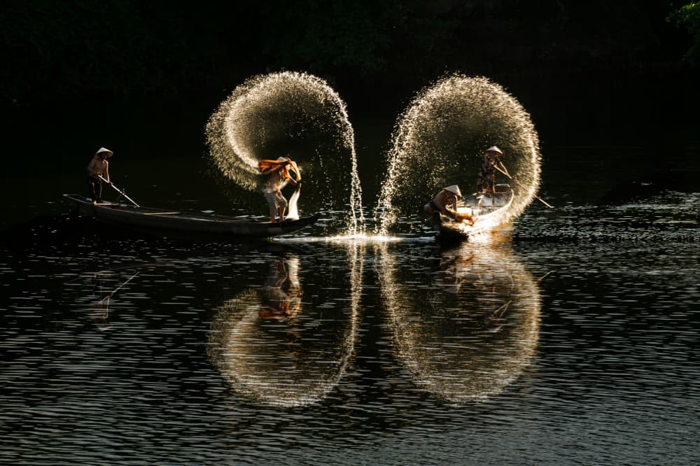 Golden Hour Fishermen by Tran Van Truong — canvas wall art