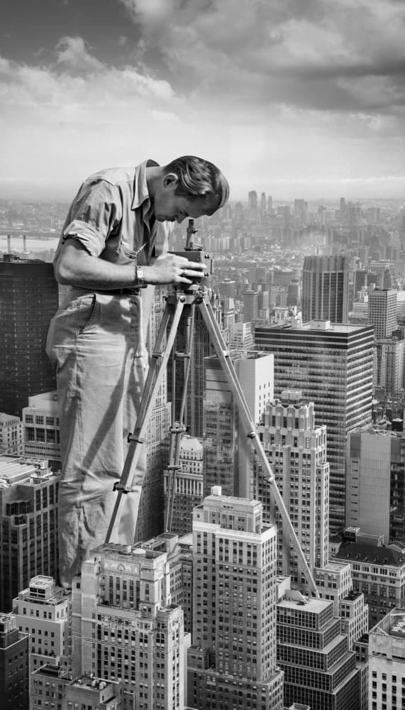 Giant Man Surveys City by Marja van den Hurk — canvas wall art