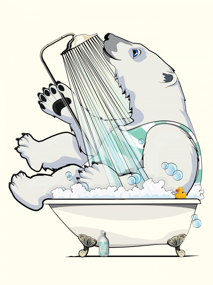 Polar Bear Bubble Bath by In The Washroom — canvas wall art
