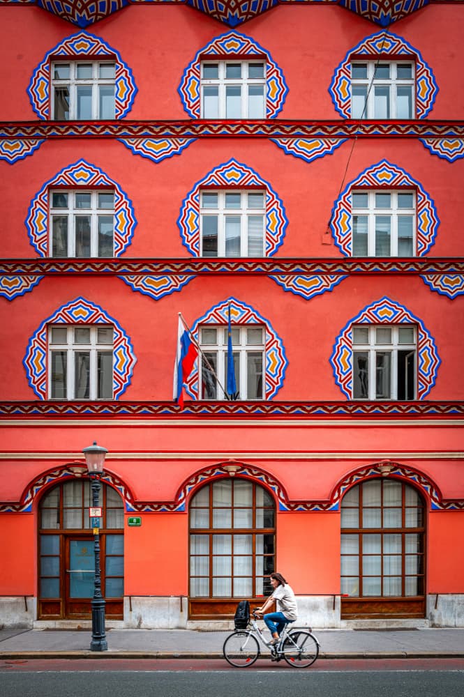 Colorful Ljubljana Facade by Alan Kwang — canvas wall art