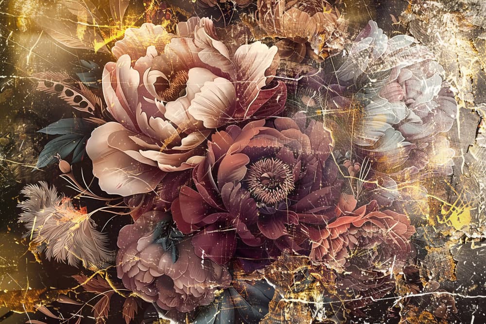 Dark Golden Peonies by Rafal Kulik — canvas wall art