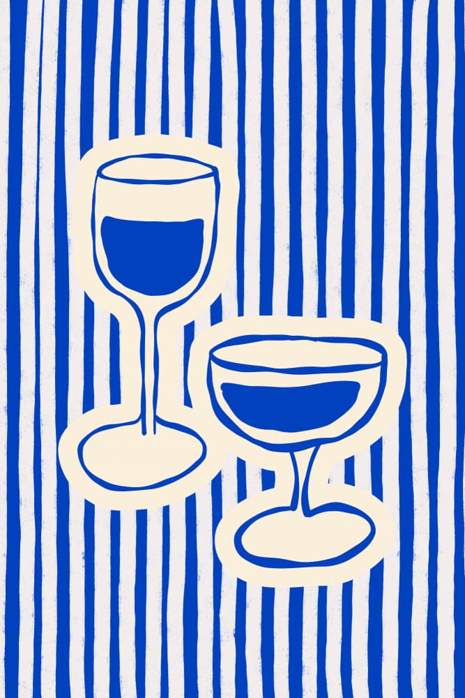 Blue Striped Happy Hour by Treechild — canvas wall art