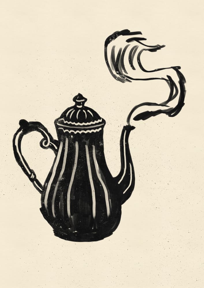 Steaming Coffee Pot by Nicholas — canvas wall art