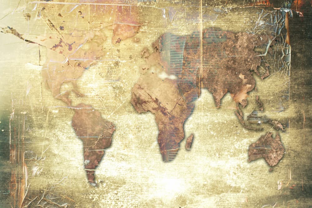 Vintage World Map by Rafal Kulik — canvas wall art