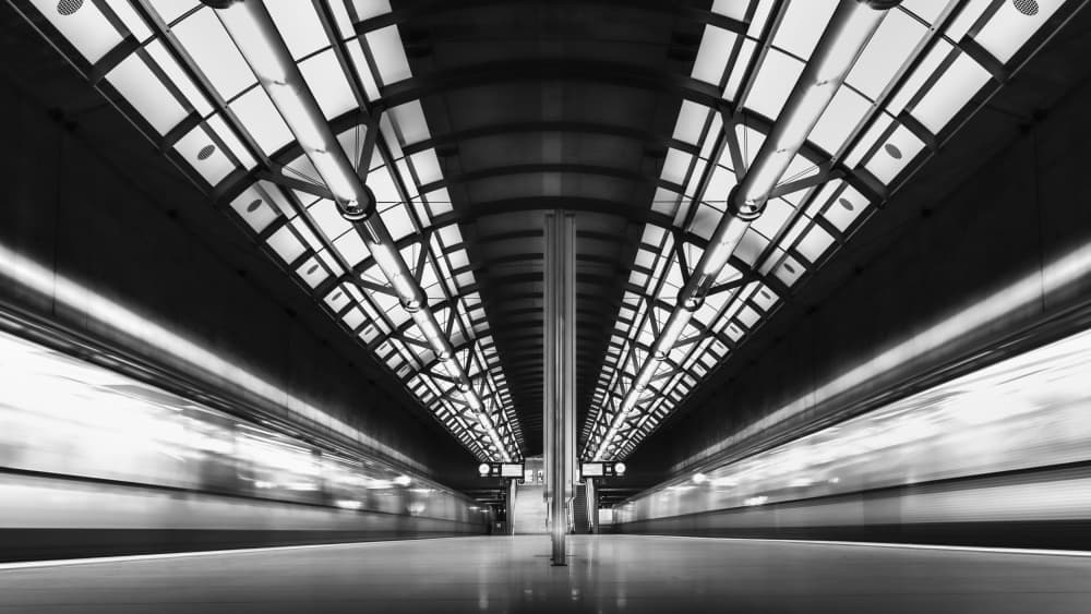 Moving Subway Station by Andy Dauer — canvas wall art