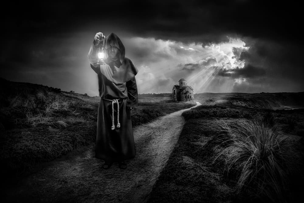 Monk's Luminous Path by Peter Elgar — canvas wall art