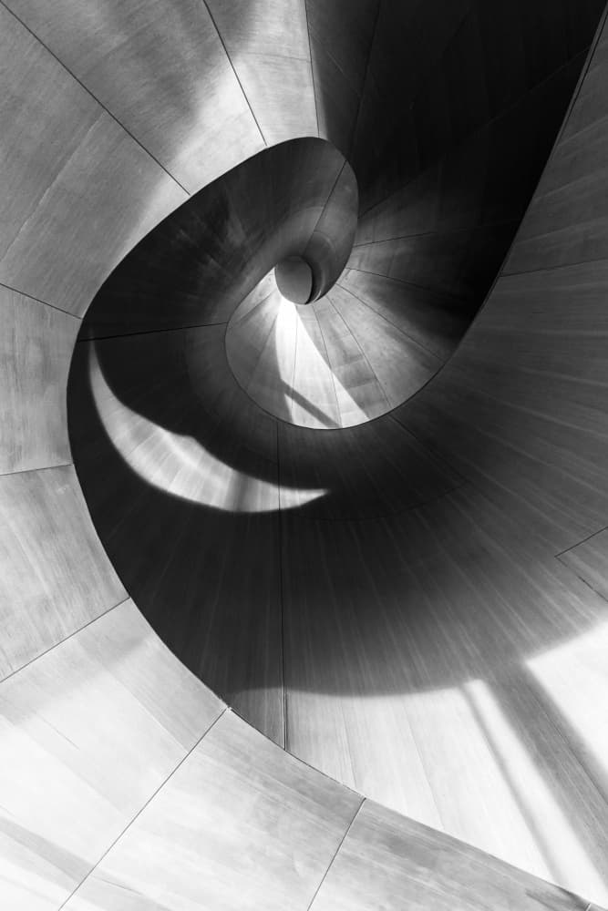 Winding Wooden Staircase by Steven Zhou — canvas wall art