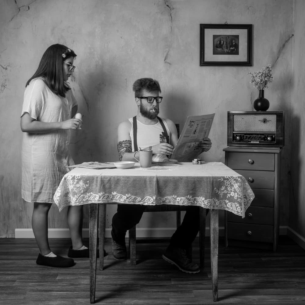 Couple's Quiet Breakfast by Ruth Franke — canvas wall art