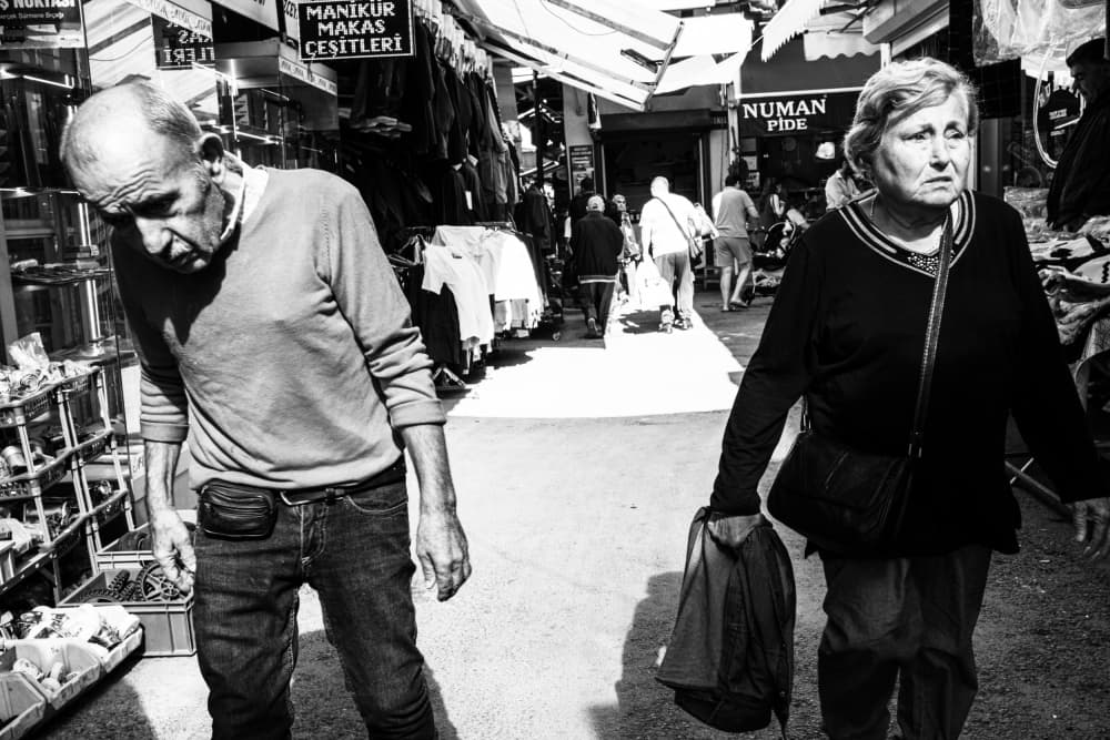 Elderly Market Shoppers by Ali Ayer — canvas wall art