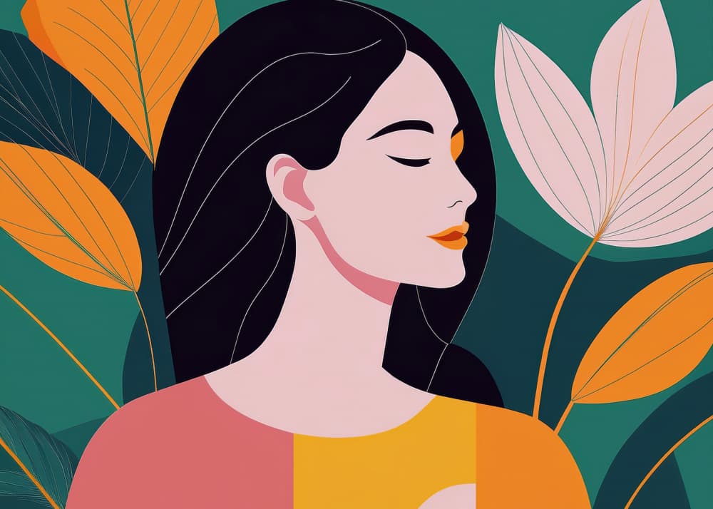 Serene Woman Botanical Profile by casa cartissi — canvas wall art