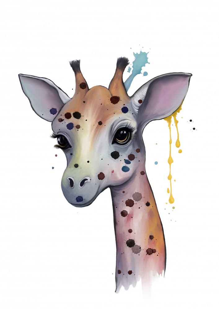 Vibrant Giraffe Splash by Monica Lindblom — canvas wall art