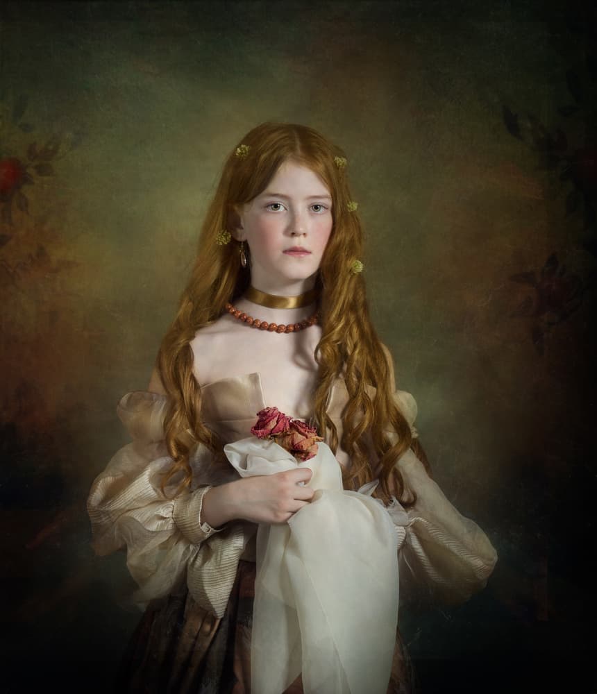 Young Redhead With Roses by Svetlana Melik-Nubarova — canvas wall art