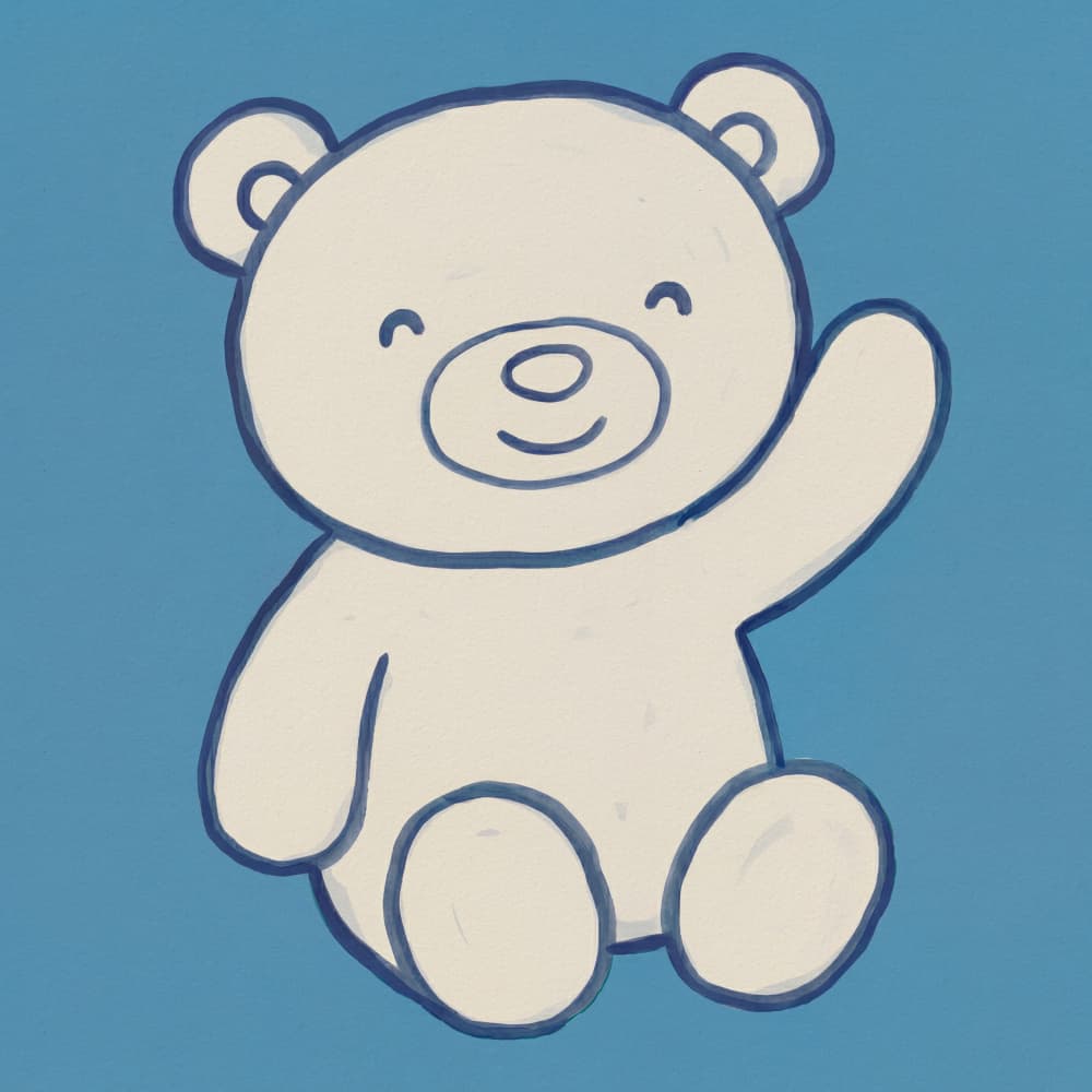 Happy Waving Bear by Andreas Magnusson — canvas wall art