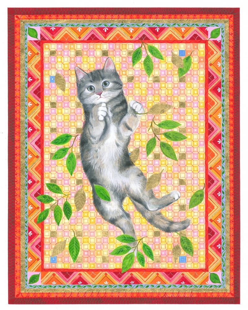Kitten and the Falling Leaves by Isabelle Brent — canvas wall art