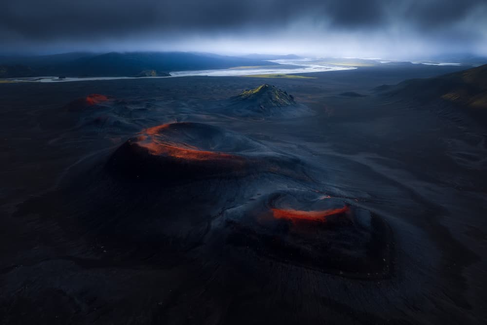 Glowing Volcanic Landscape by Marian Kuric QEP — canvas wall art