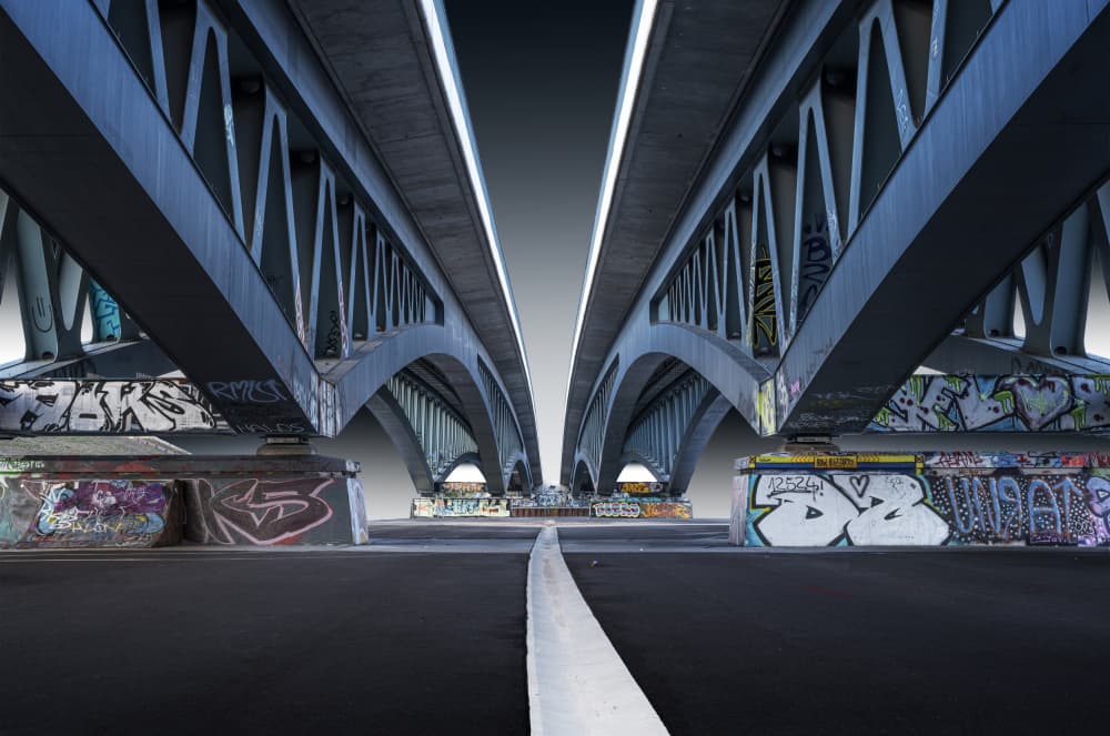 Symmetrical Bridge Underpass by fotomarion — canvas wall art