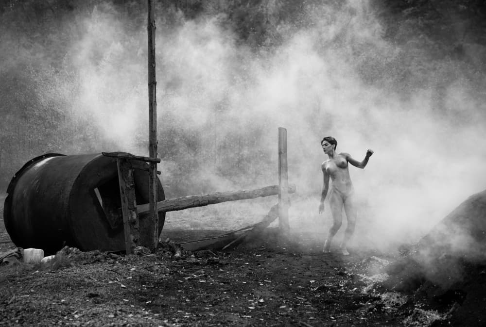 Woman Amidst Smoke by Julien Oncete — canvas wall art