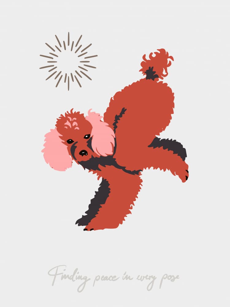 Red Poodle Yoga by Annick — canvas wall art