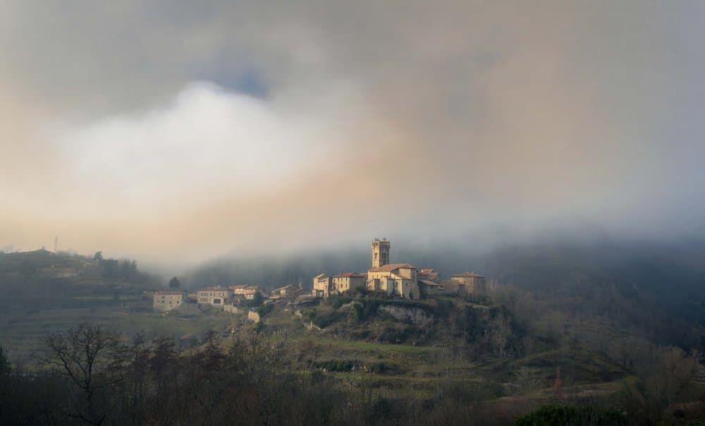 Misty Hilltop Village by Elisabeth van Helden — canvas wall art