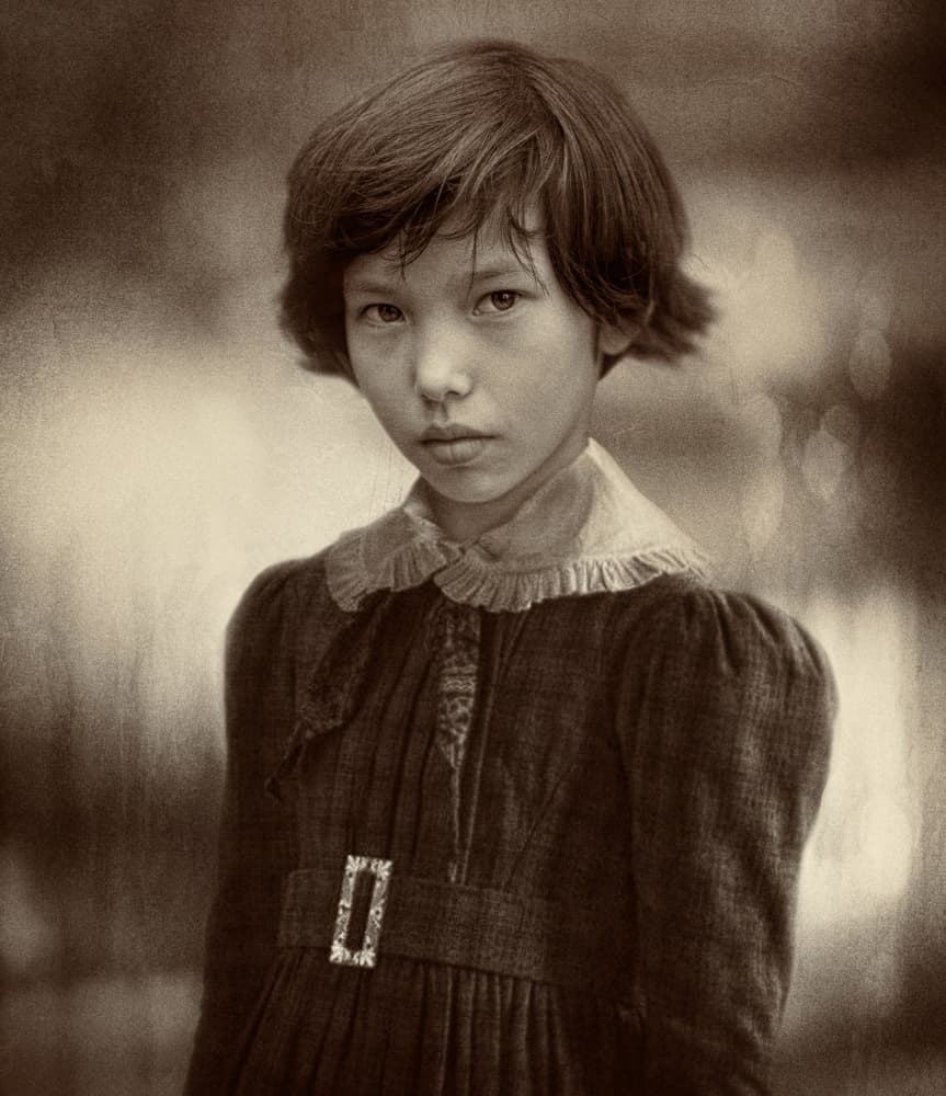 Solemn Young Girl Portrait by Svetlana Melik-Nubarova — canvas wall art