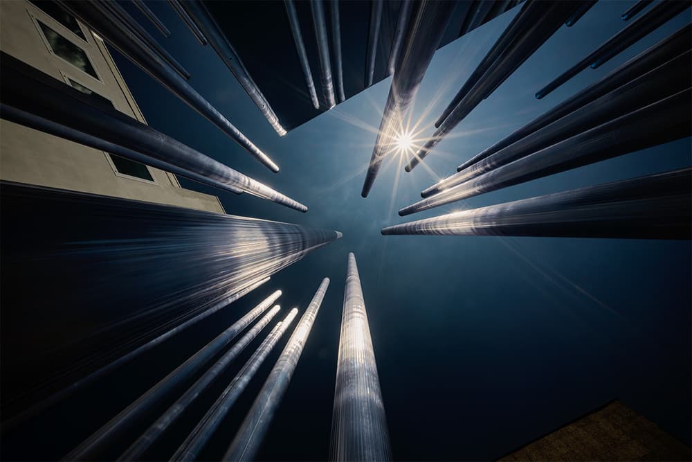 Architectural Pillars Sunburst by Roberto Marini — canvas wall art