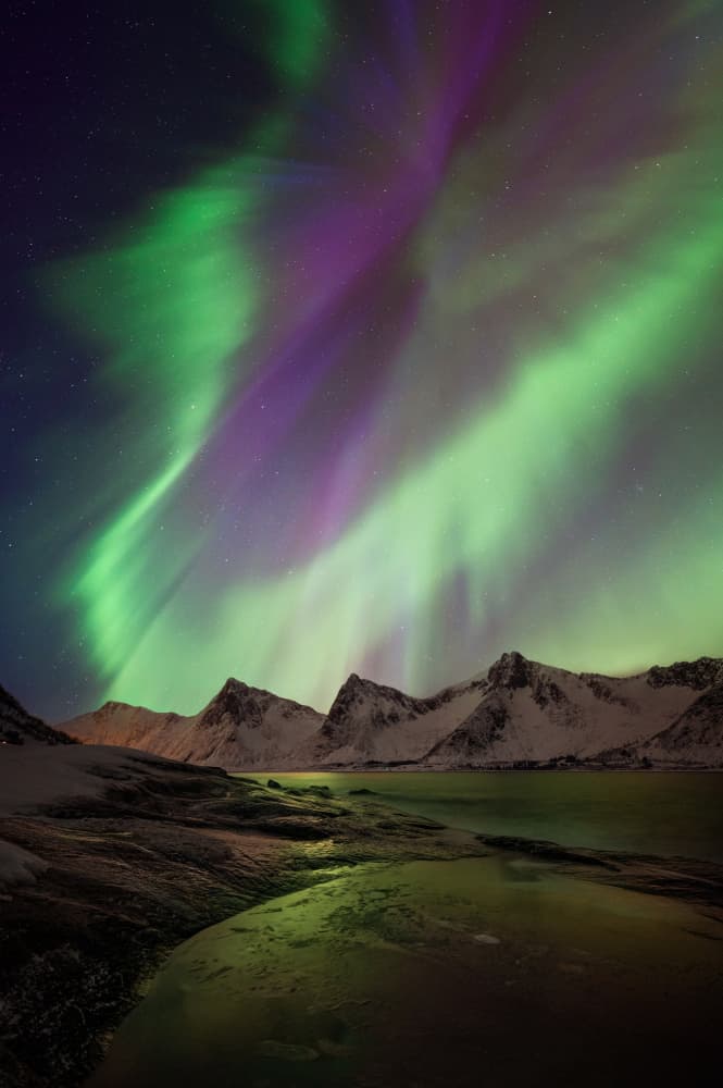 Aurora Mountain Reflections by David Martin Castan — canvas wall art