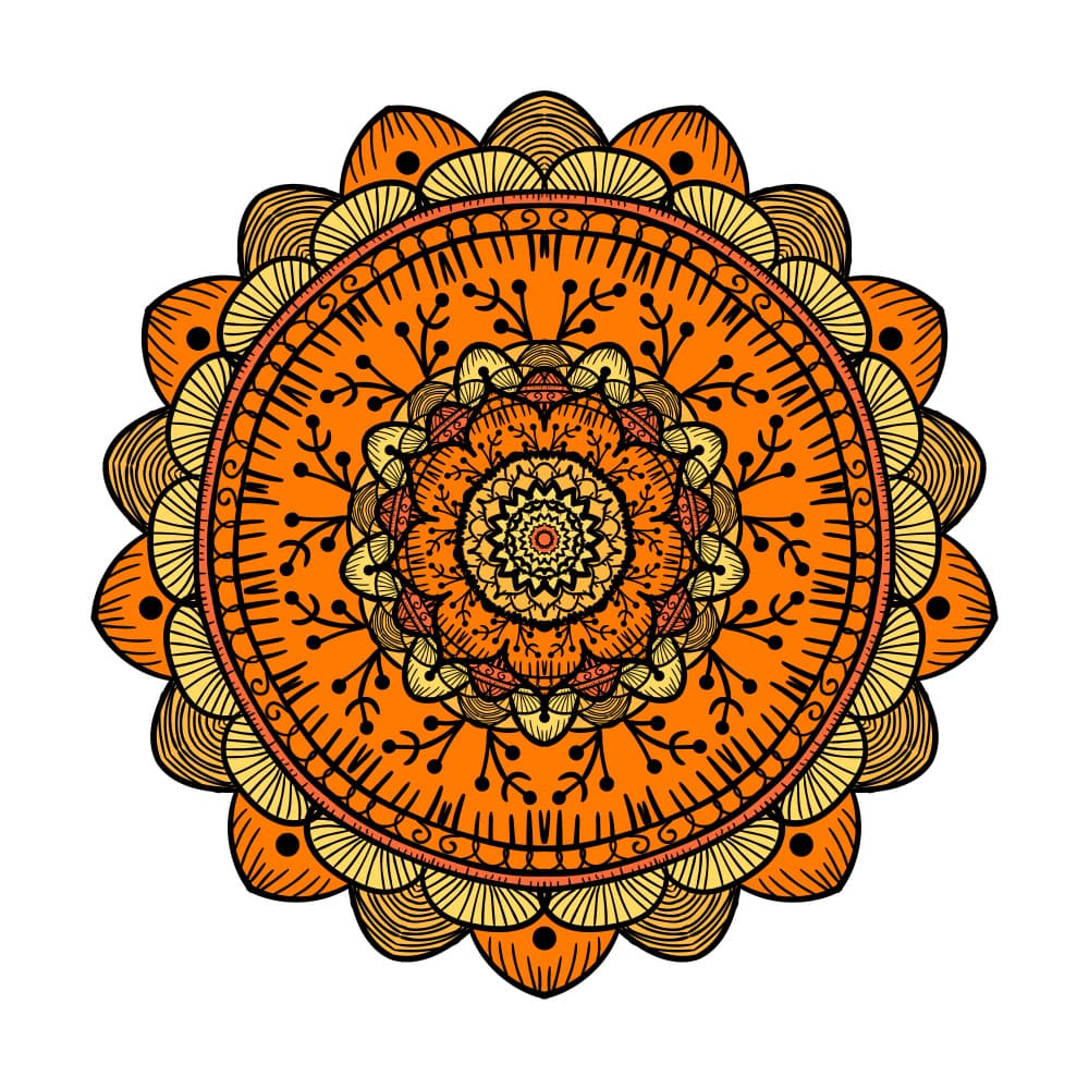 Vibrant Orange Mandala by Marika Barsrsind β canvas wall art