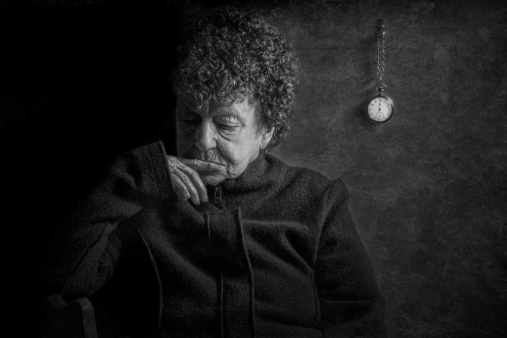 Elderly Woman Pensive by Stephen Clough — canvas wall art