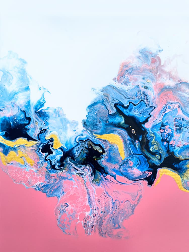 Pink Blue Gold Fluid Flow by Alyson Storms — canvas wall art