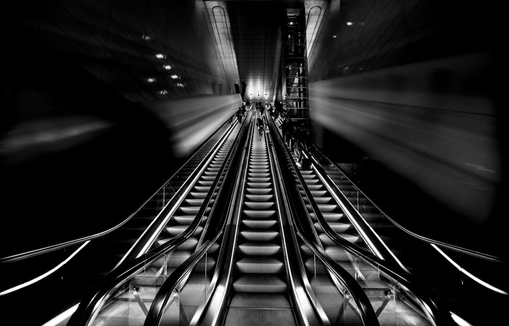 Dynamic Subway Escalators by Greetje van Son — canvas wall art
